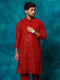 Men's Maroon Georgette Sequins Kurta